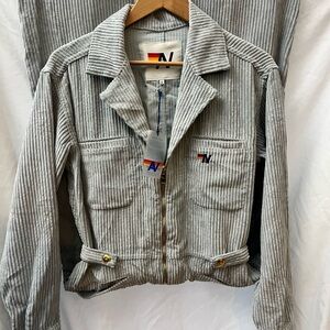 Aviator Nation Stylish Gray Corduroy Jumpsuit